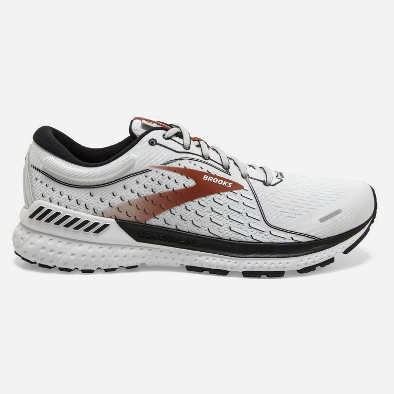 Brooks Adrenaline Gts 21 Hardloopschoenen voor Heren Wit/Zwart/Oranje (EOYZI-4705)